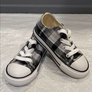Plaid Black and White Kids Sneakers